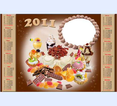  Детская рамочка Календарь 2011. Сладкоежка